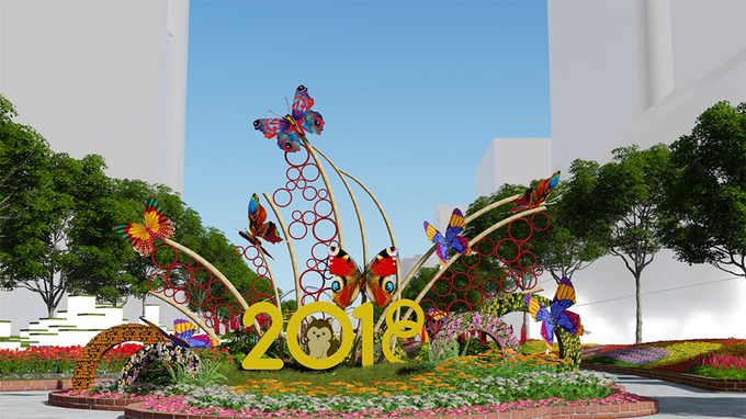 Đường hoa Nguyễn Huệ Tết 2018 được thiết kế thế nào